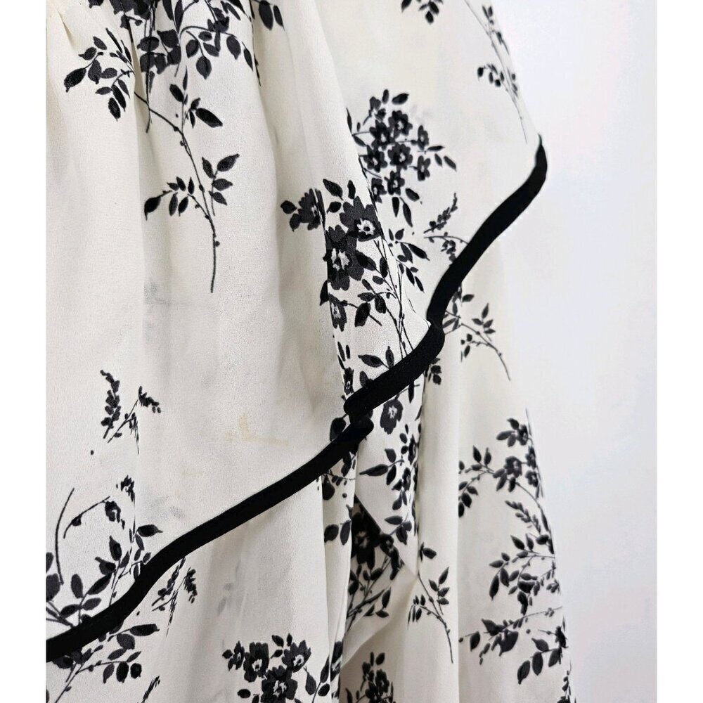 Vince Camuto Womens Sz XS Peasant Top Floral Print Ruffled Neckline Lightweight - Picture 4 of 5